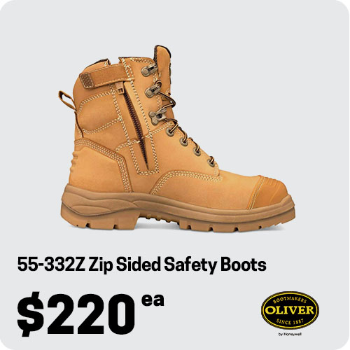 Oliver - Safety Boots - Lace Up - Zip - 55-332Z - Wheat - Size 9 - 9320922576799